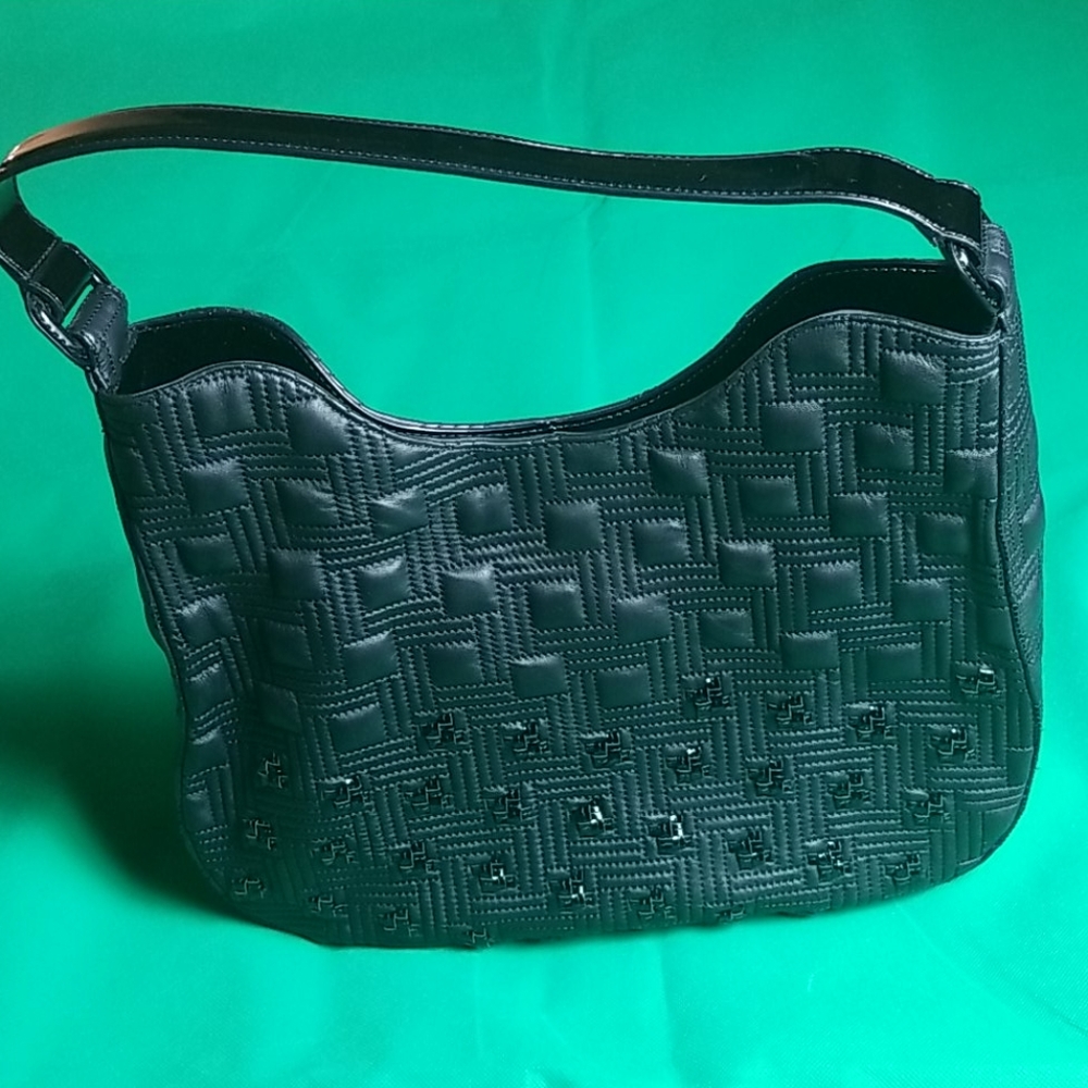 Leather and Pattern Leather Hobo Bag